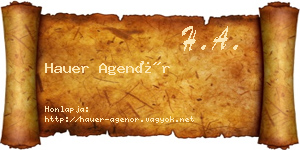 Hauer Agenór névjegykártya